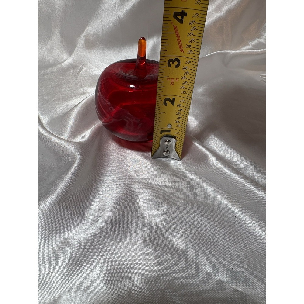Vintage Red Apple Art Glass Paperweight Hand Made Glows Hollow - Picture 2 of 6